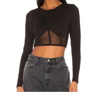 Superdown Black Long Sleeve Crop Top